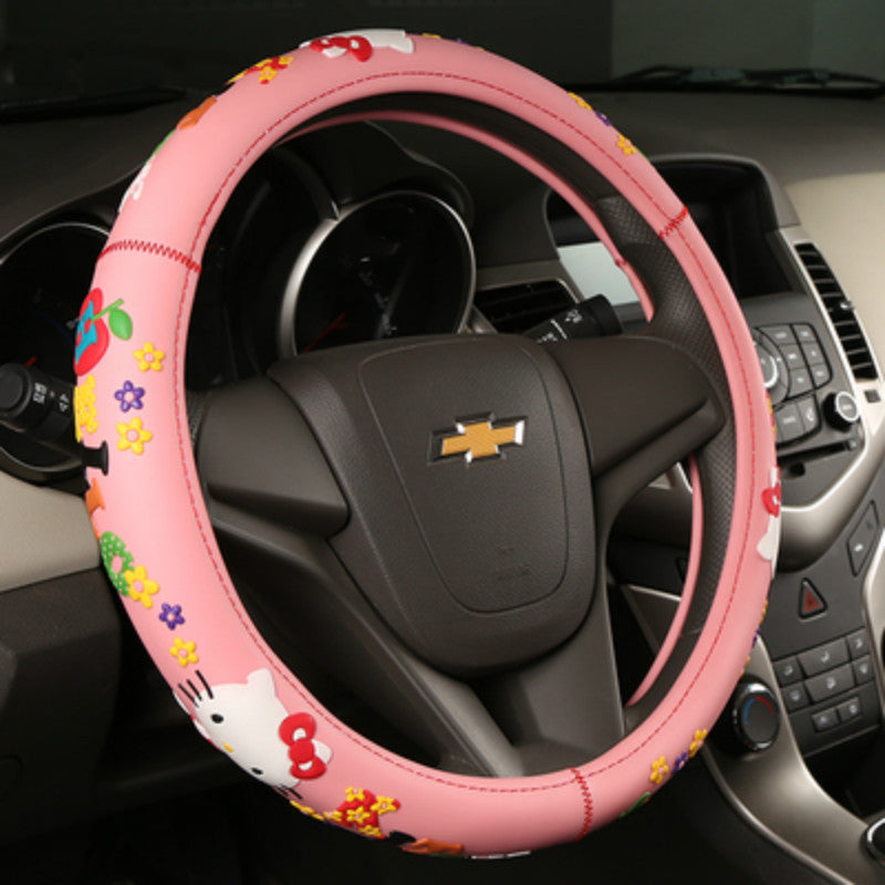 Fashionable Car Steering Wheel Cover - Hello Kitty Design