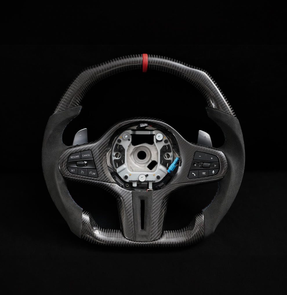 BMW Alcantara Flat Bottom Carbon Fiber Steering Wheel for G Chassis- Signature Design for G20 G30 G80 G82 M3 M4 M2 M340i