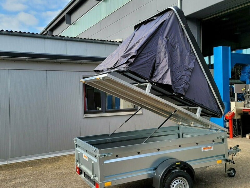 Camping trailer / universal transporter with aluminum lid and roof tent new
