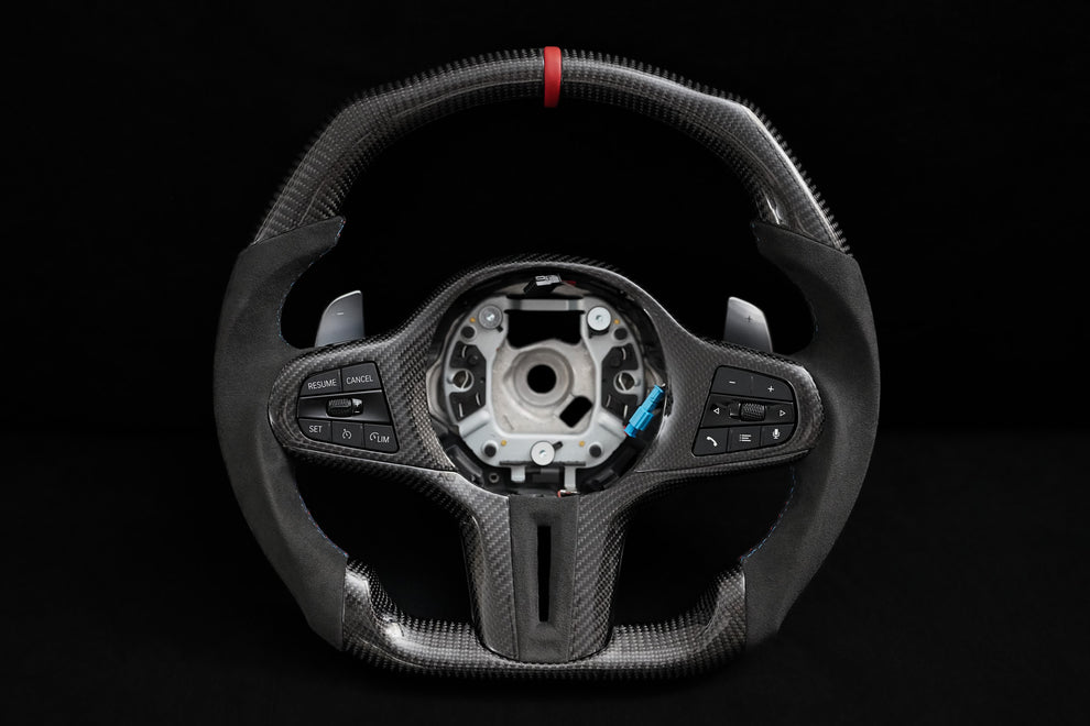 BMW Alcantara Flat Bottom Carbon Fiber Steering Wheel for G Chassis- Signature Design for G20 G30 G80 G82 M3 M4 M2 M340i